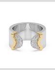 Doppia Luna Ring - Silver/Gold Diamond Pave