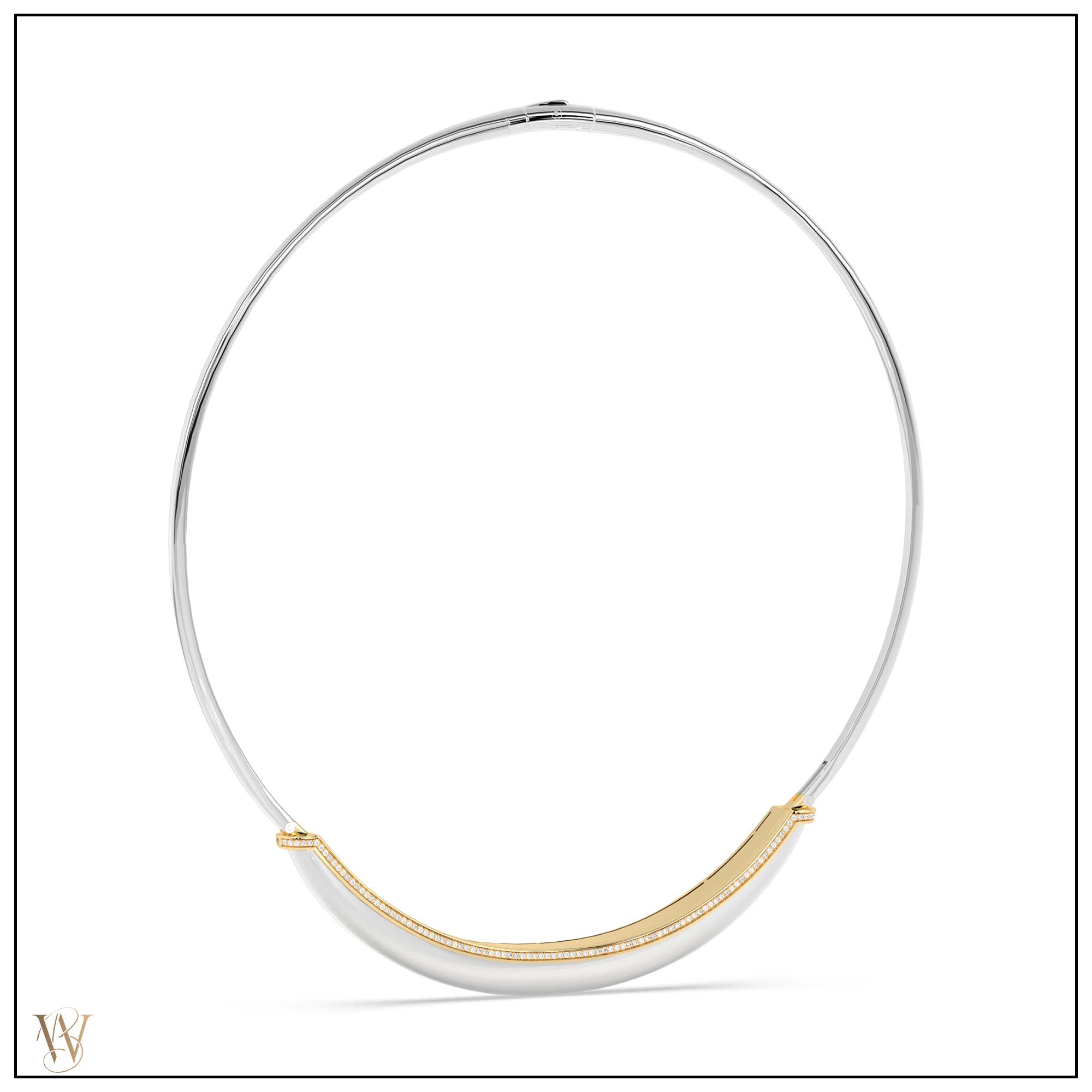 Luna Choker - Silver/Gold with Diamond Pave