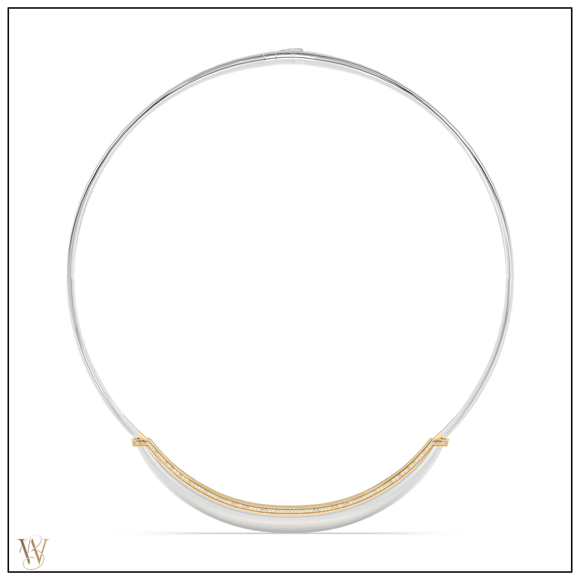 Luna Choker - Silver/Gold with Diamond Pave