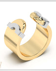 Doppia Luna Ring - Yellow Gold with White Gold Detail