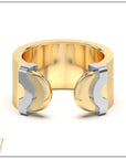 Doppia Luna Ring - Yellow Gold with White Gold Detail