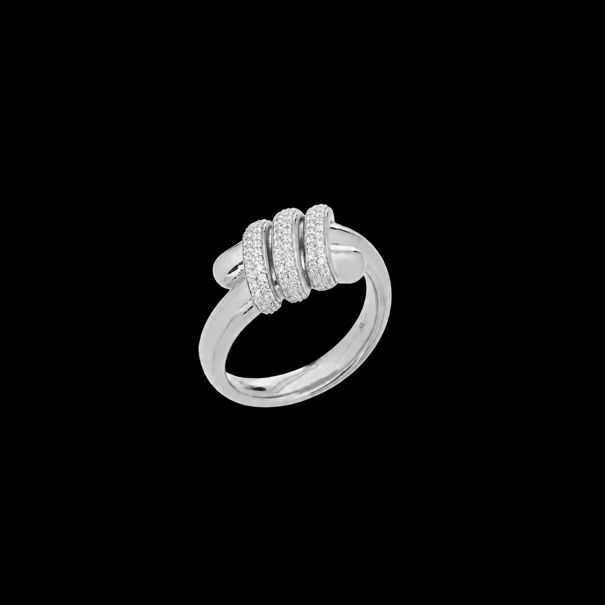 Eclipse Large Ring - Silver 3 Row Pave