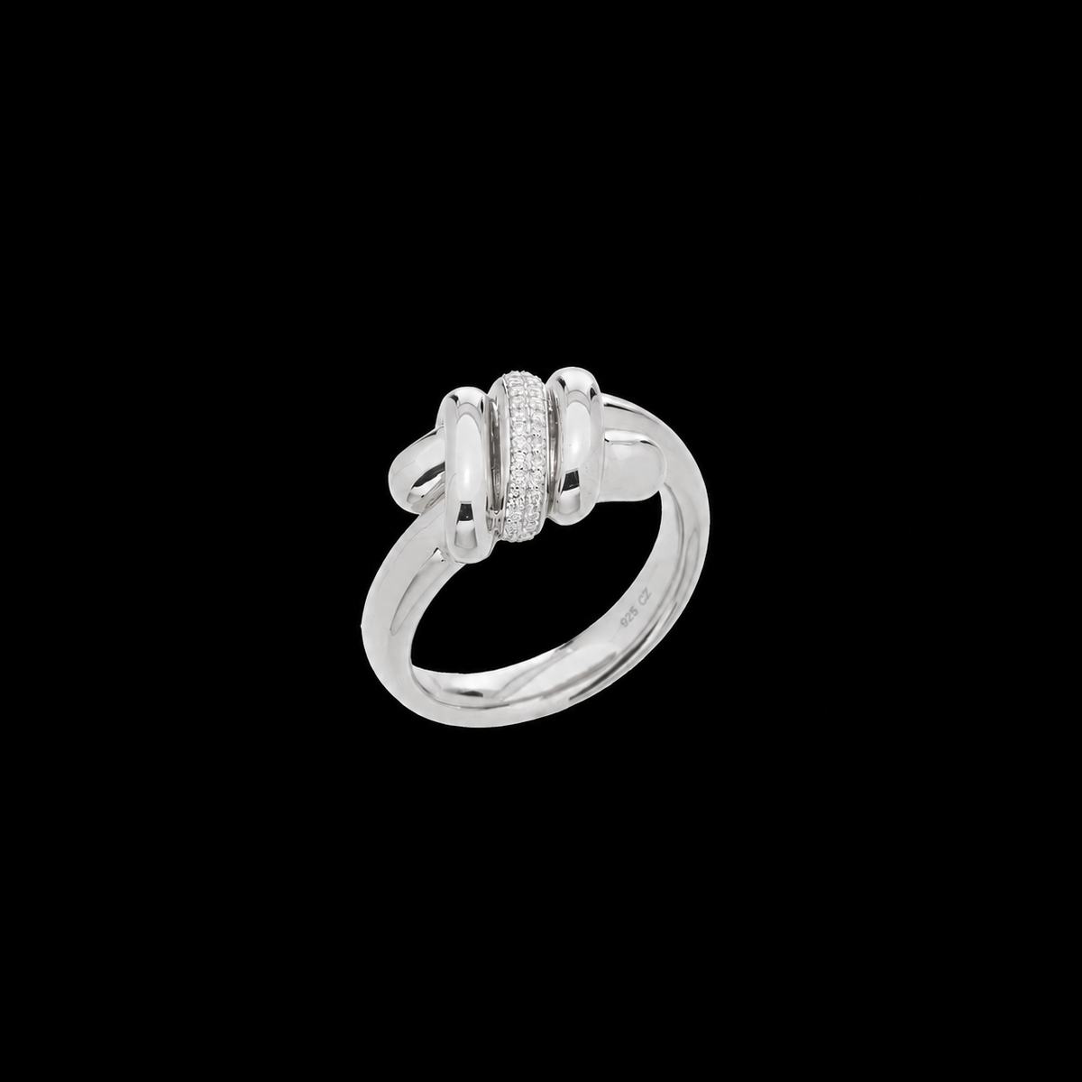 Eclipse Large Ring - Silver 1 Row  Pave