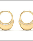 Luna Large  Hoops - Gold & Diamond Pave Detail