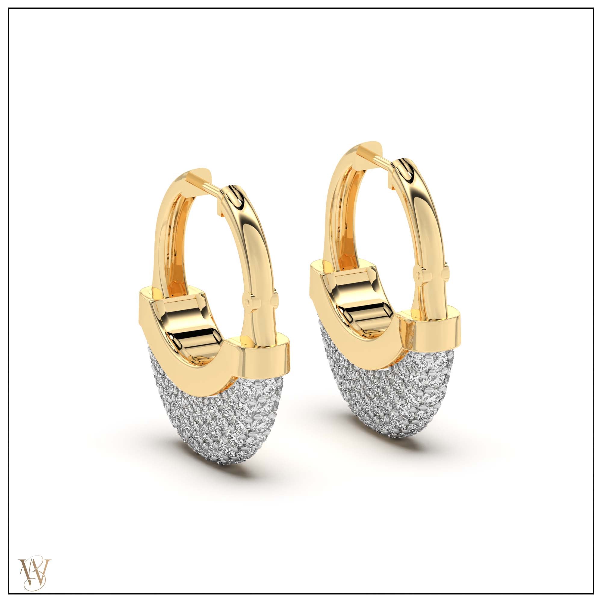 Luna Medium  Hoops - Gold &amp; Diamond Pave