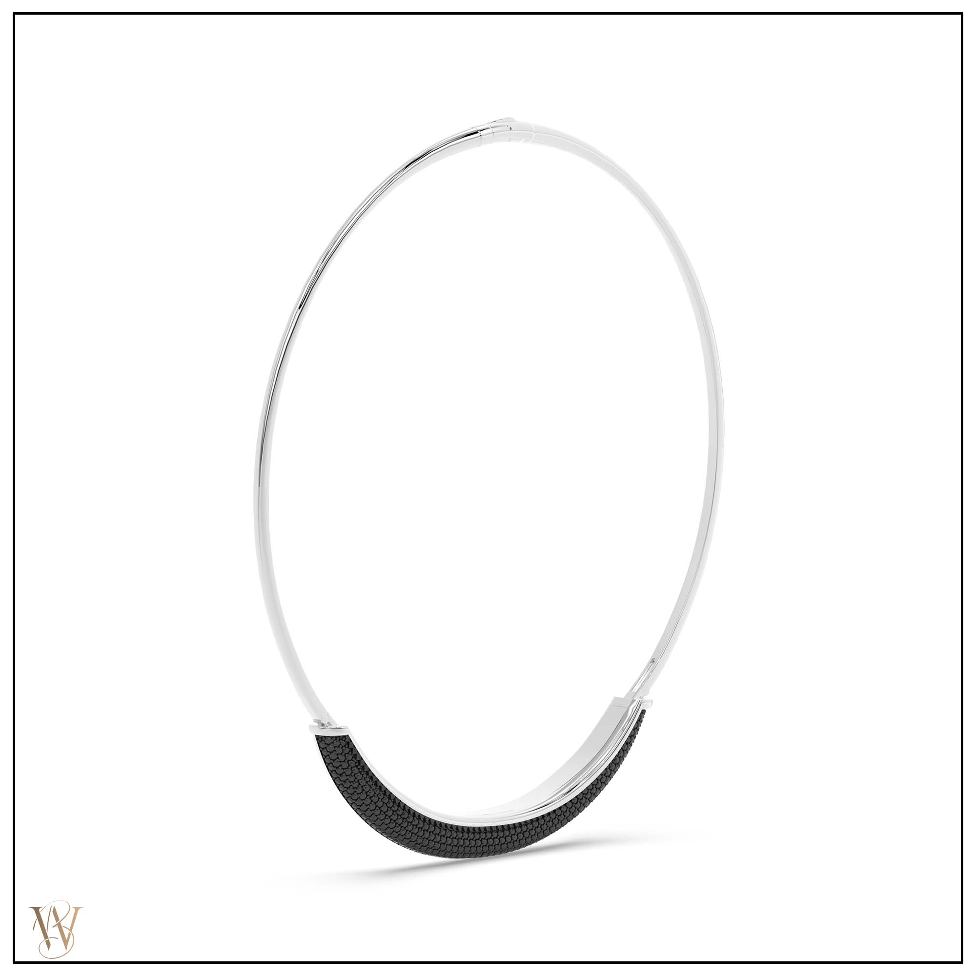 Luna Choker - Silver with Black Diamond Pave