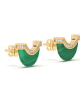 Luna Stud - Malachite & Diamond Pave Detail