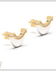 Luna Stud - White & Yellow Gold with Diamond Pave Detail