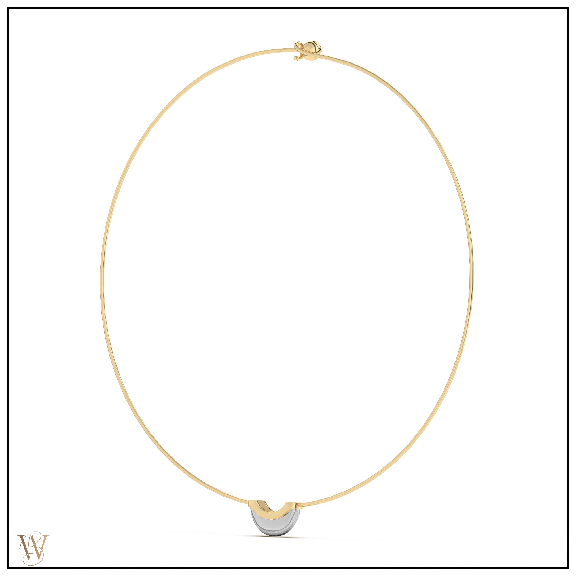 Luna Mini Wire Necklace - White &amp; Yellow Gold