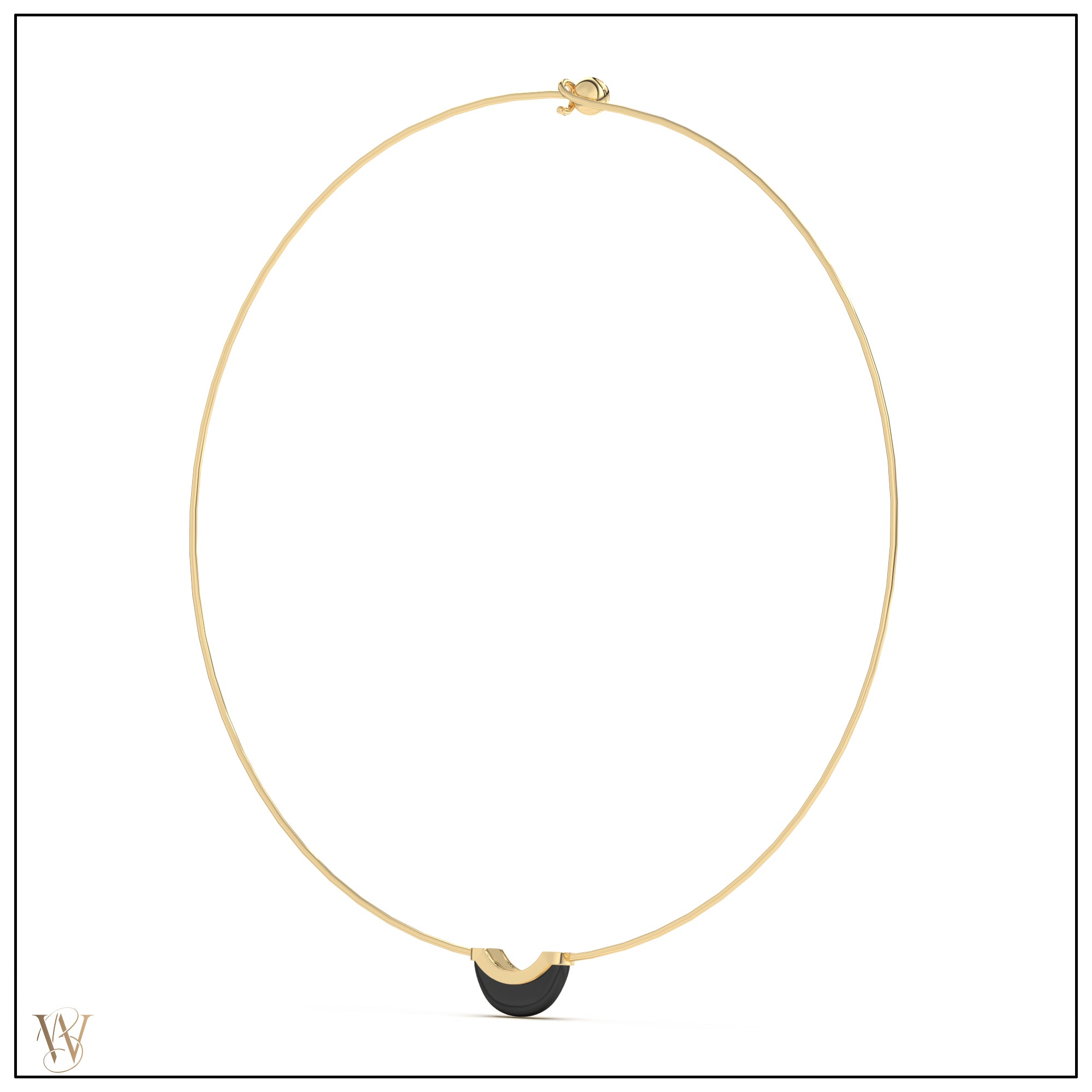 Luna Mini Wire Necklace - Onyx