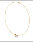 Luna Mini Wire Necklace - White & Yellow Gold with Diamond Pave Detail