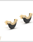 Luna Stud - Onyx & Diamond Pave Detail