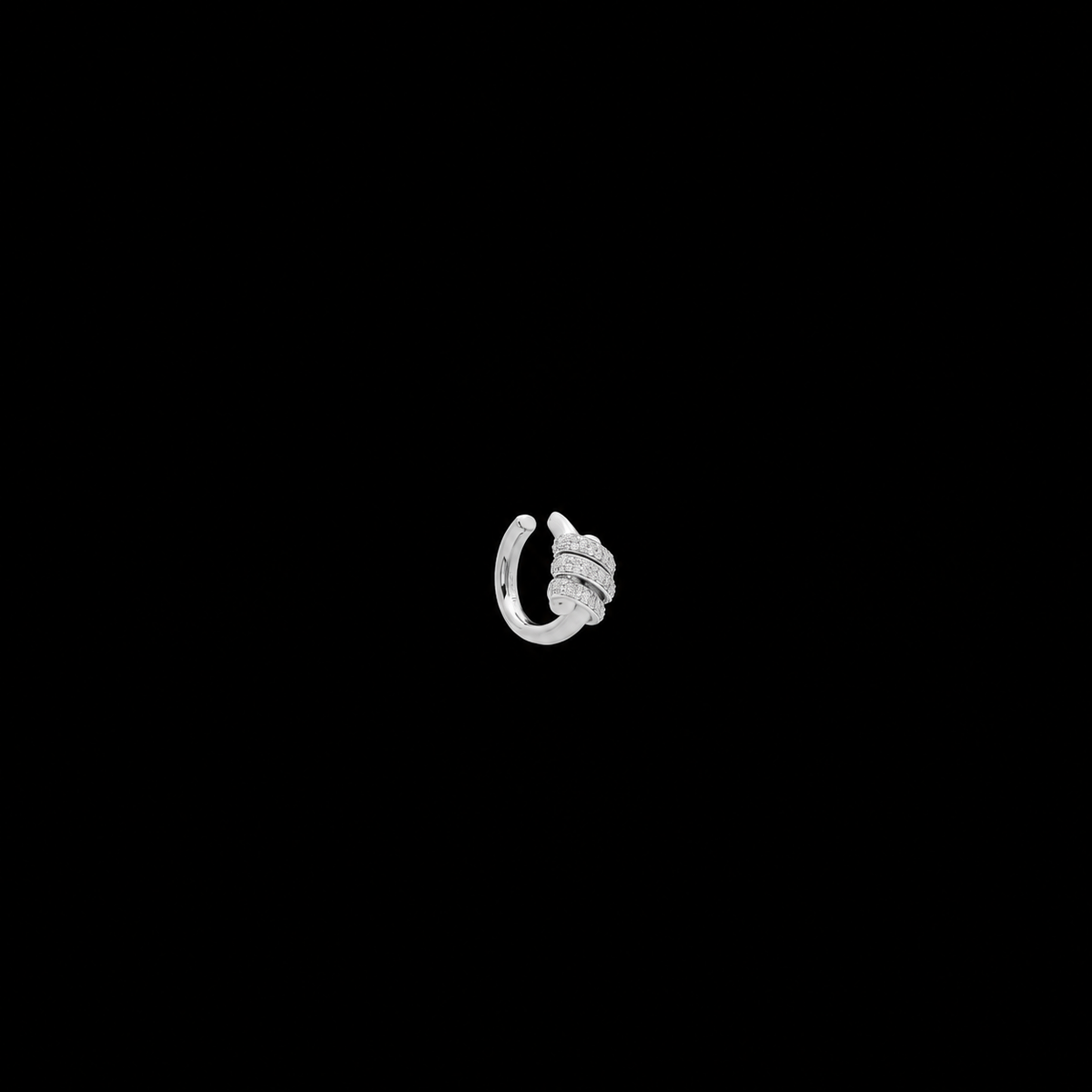 Eclipse Earcuff - Silver 3 Row White Diamond Pave