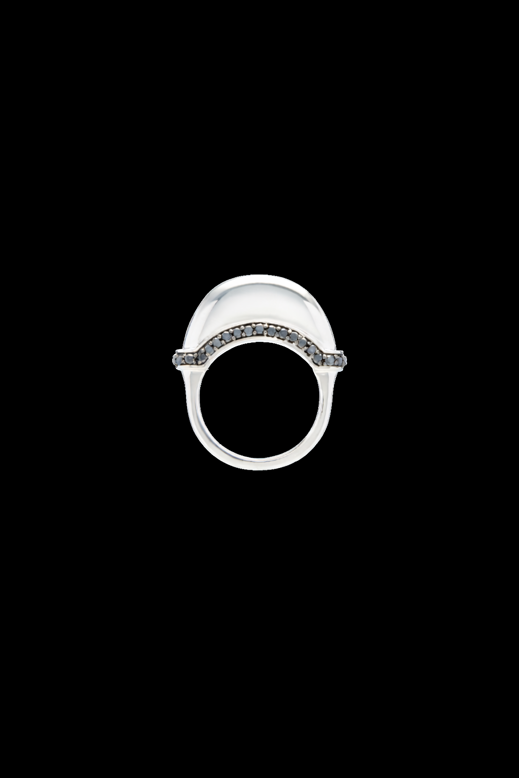 Luna Mini Ring - Silver with Black Diamond Detail