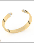 Doppia Slim Luna Cuff - Yellow Gold with White Gold Detail