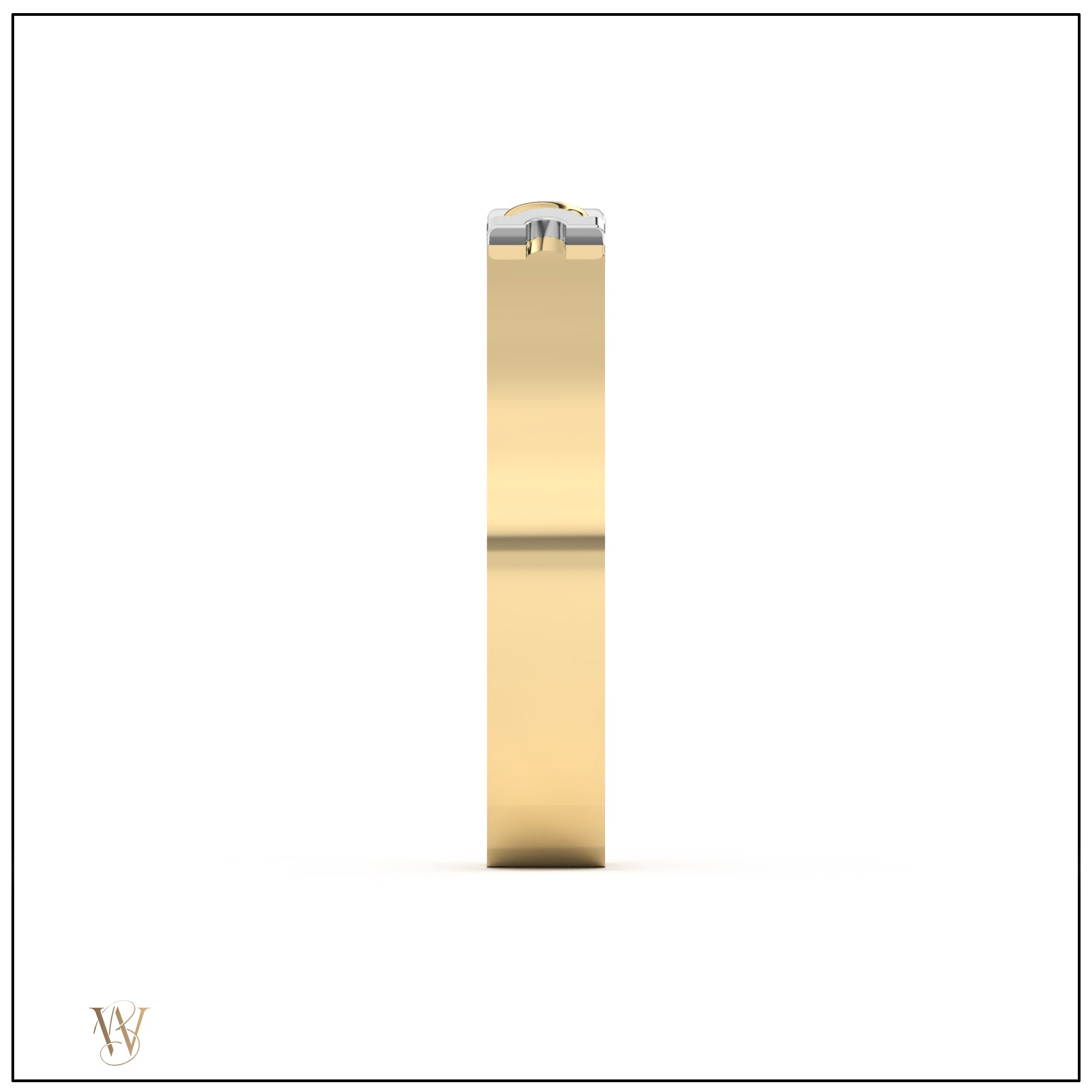 Doppia Slim Luna Cuff - Yellow Gold with White Gold Detail