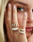 Doppia Luna Ring - Gold Diamond Pave
