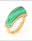 Luna Ring - Malachite with Diamond Detail