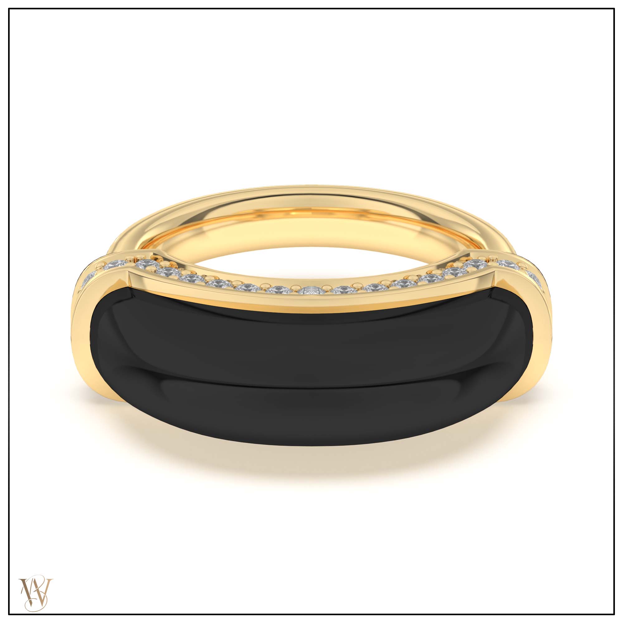 Luna Ring - Onyx with Diamond Detail