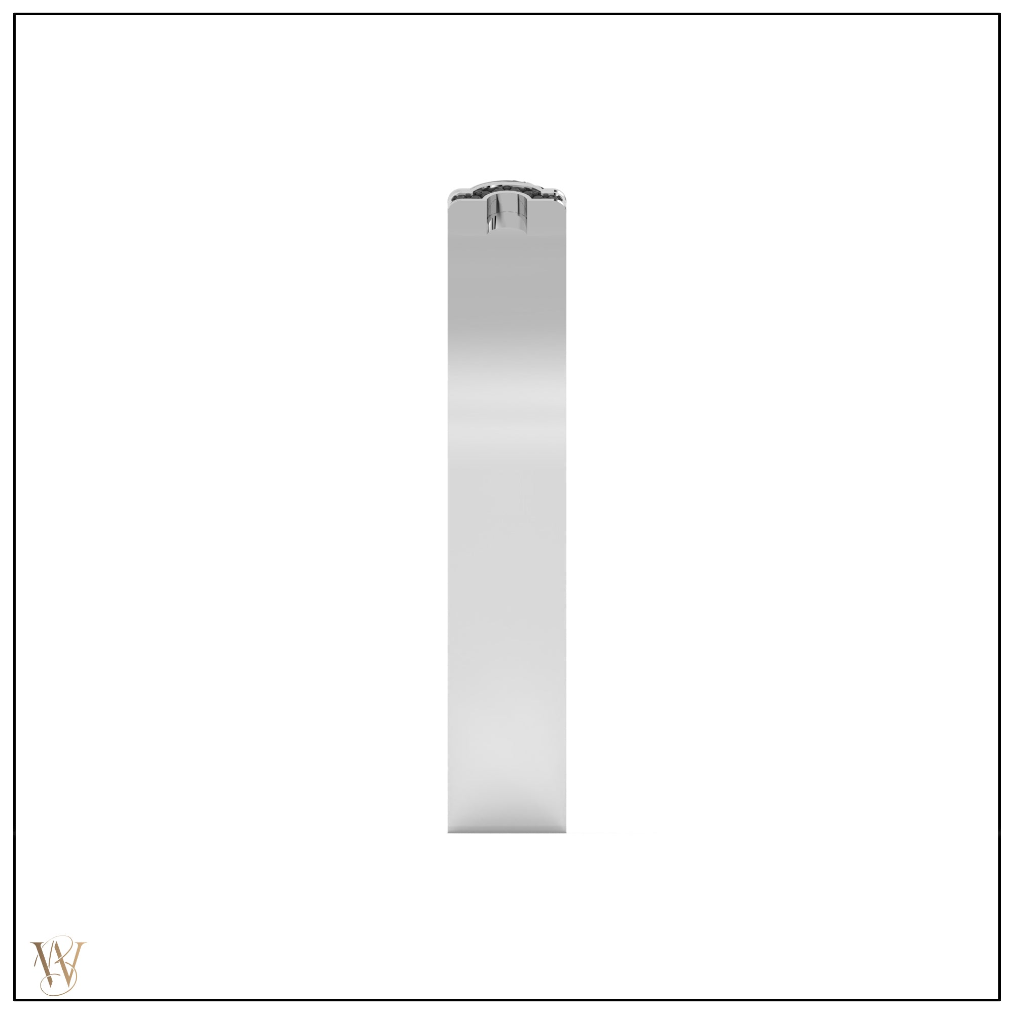 Doppia Luna Slim Cuff - Silver with Black Diamond Detail