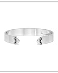 Doppia Luna Slim Cuff - Silver with Black Diamond Detail