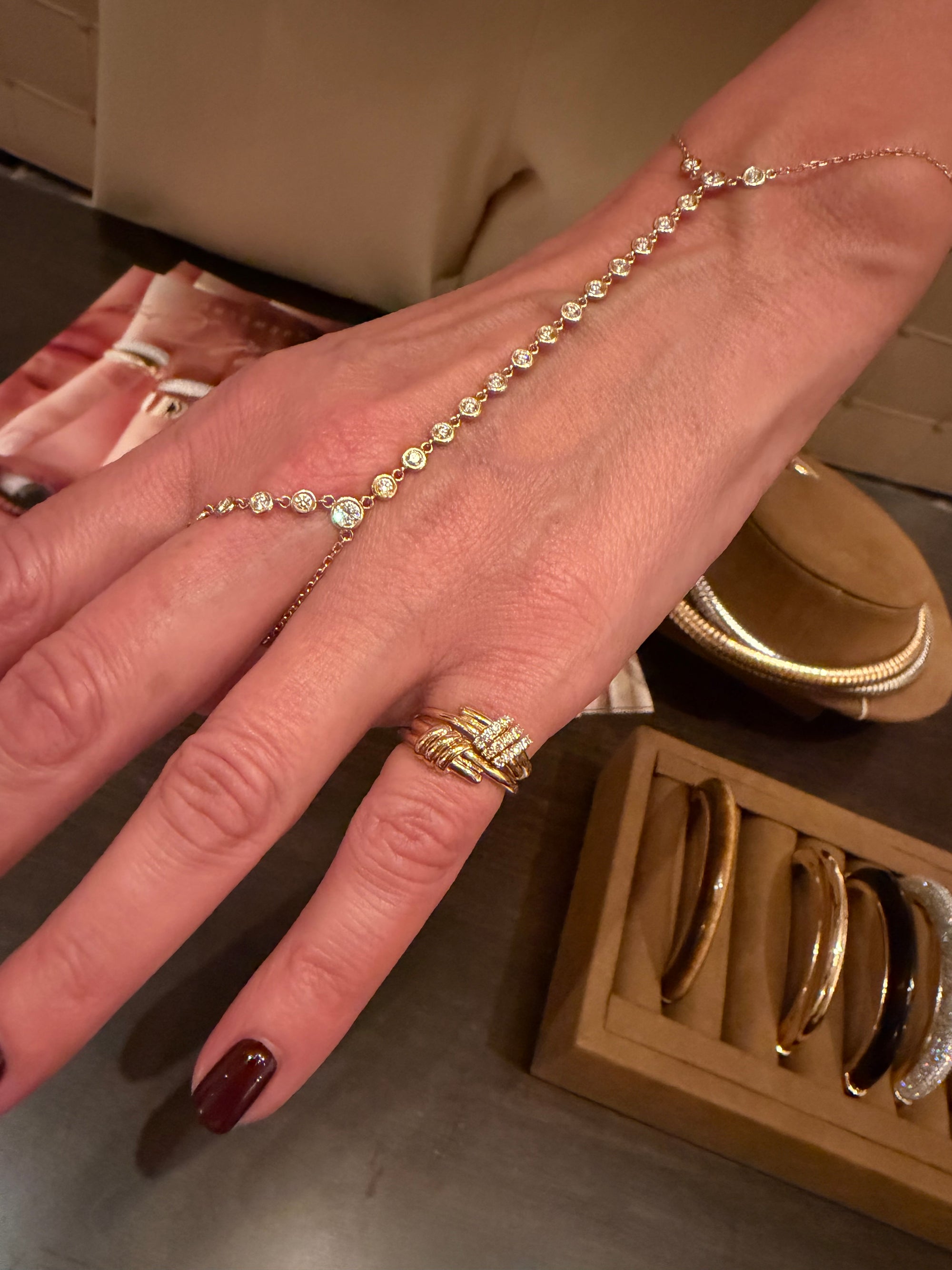 Eclipse Mini Ring - Gold with 3 -White Diamond  Pave
