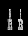 Ray of Light Silver Initial Hoops Single Letter" R"