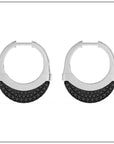 Luna Small Hoops - Silver with Black Diamond Pave