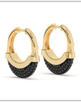 Luna Small  Hoops - Gold with Black Diamond Pave