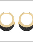 Luna Small  Hoops - Gold with Black Diamond Pave