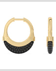 Luna Small  Hoops - Gold with Black Diamond Pave