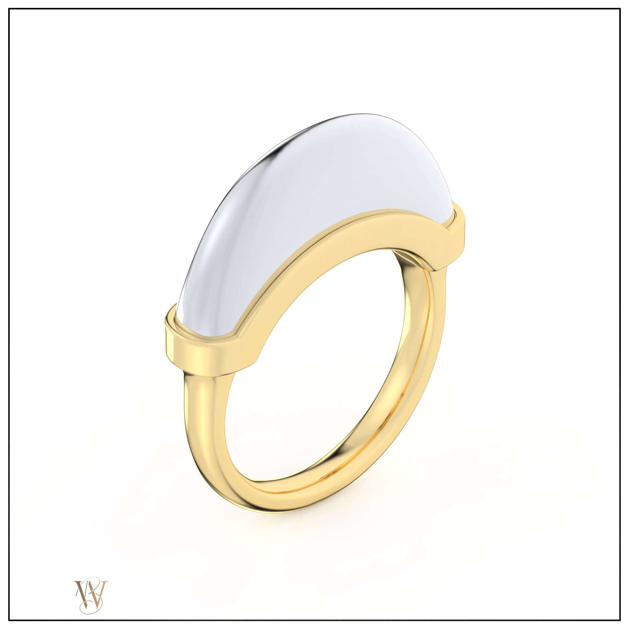 Luna Mini Ring - White &amp; Yellow Gold