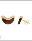 Luna Stud - Tiger Eye & Diamond Pave Detail