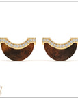 Luna Stud - Tiger Eye & Diamond Pave Detail