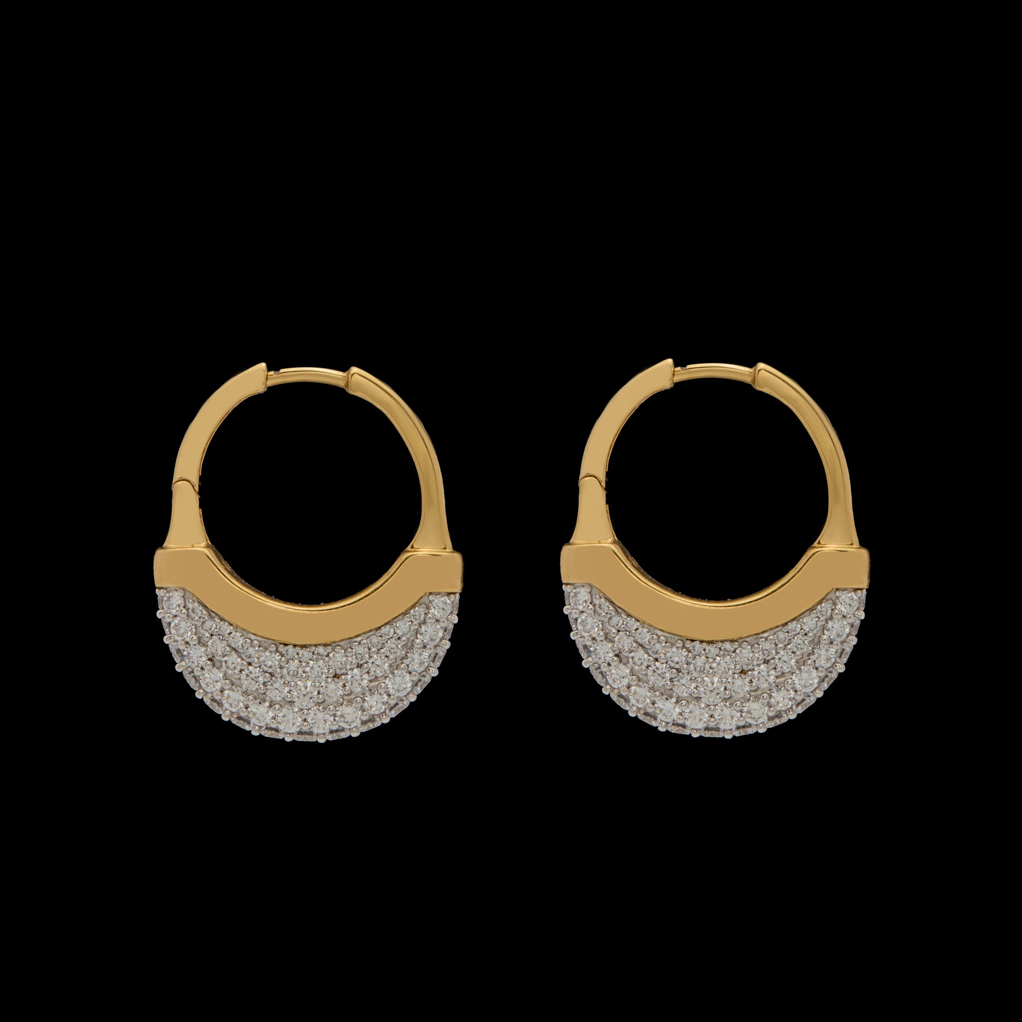 Luna Large Hoops - Gold with Diamond Pave