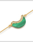 Luna Mini Bracelet - Malachite with Diamond Pave Detail