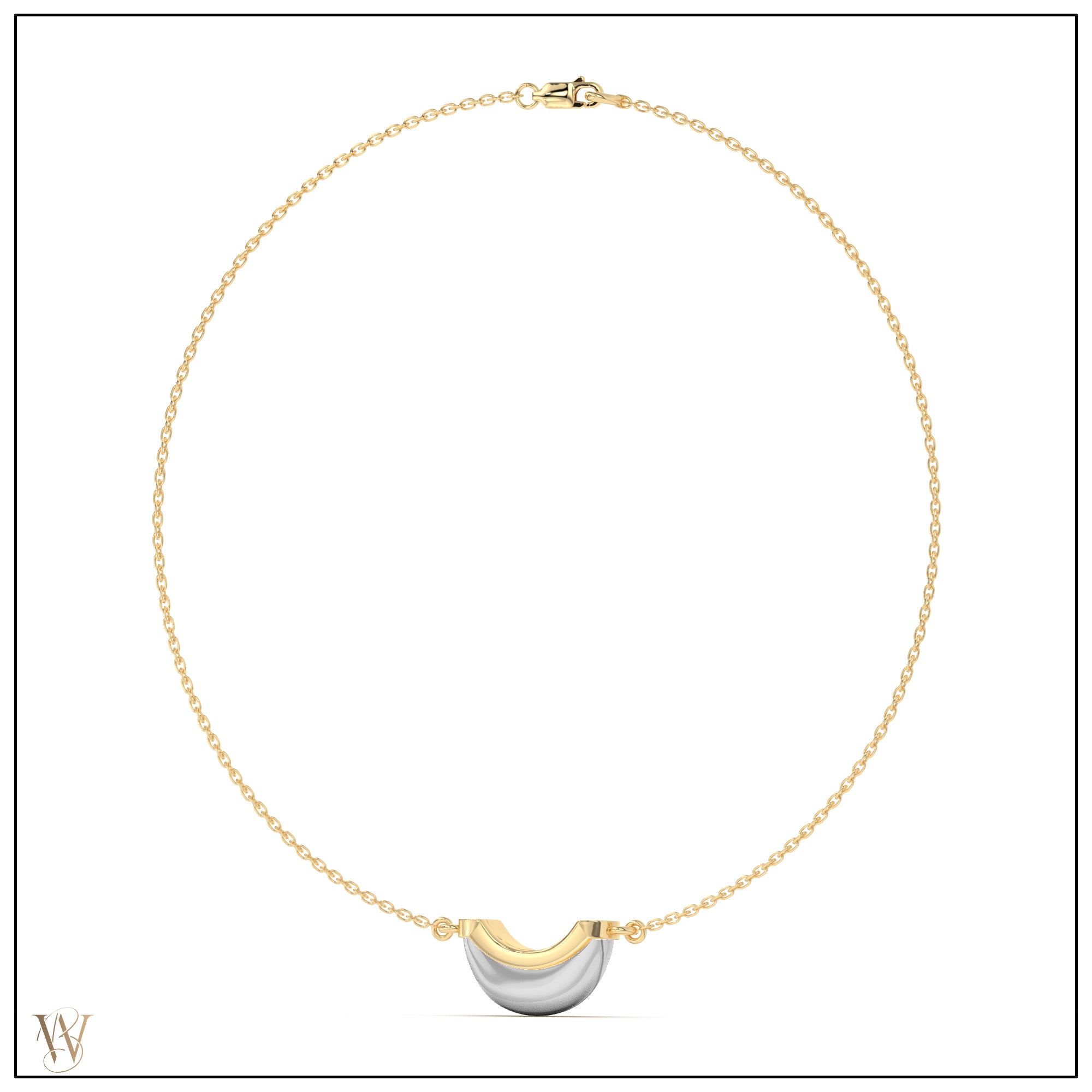 Luna Mini Necklace - White &amp; Yellow Gold