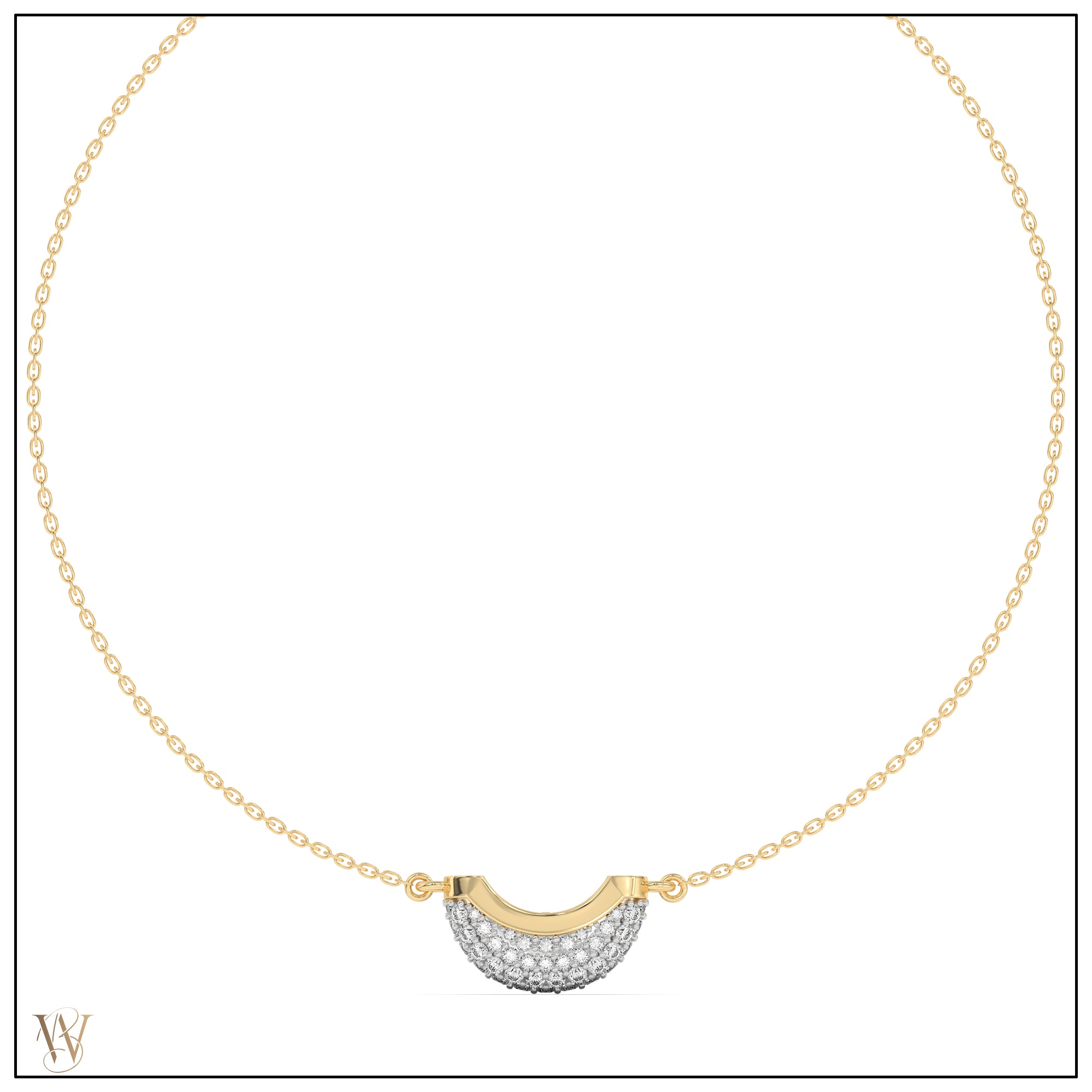 Luna Mini Necklace - Diamond Pave