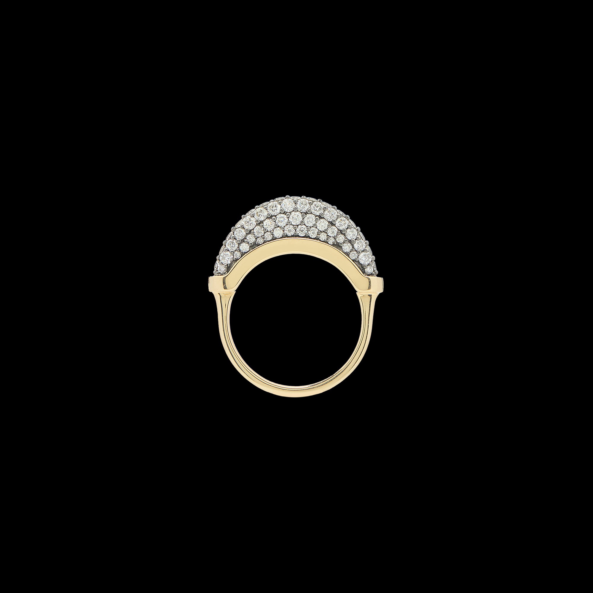 Luna Micro Ring - Gold with White Diamond  Pave Rhodium Base