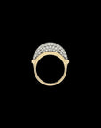 Luna Micro Ring - Gold with White Diamond  Pave Rhodium Base