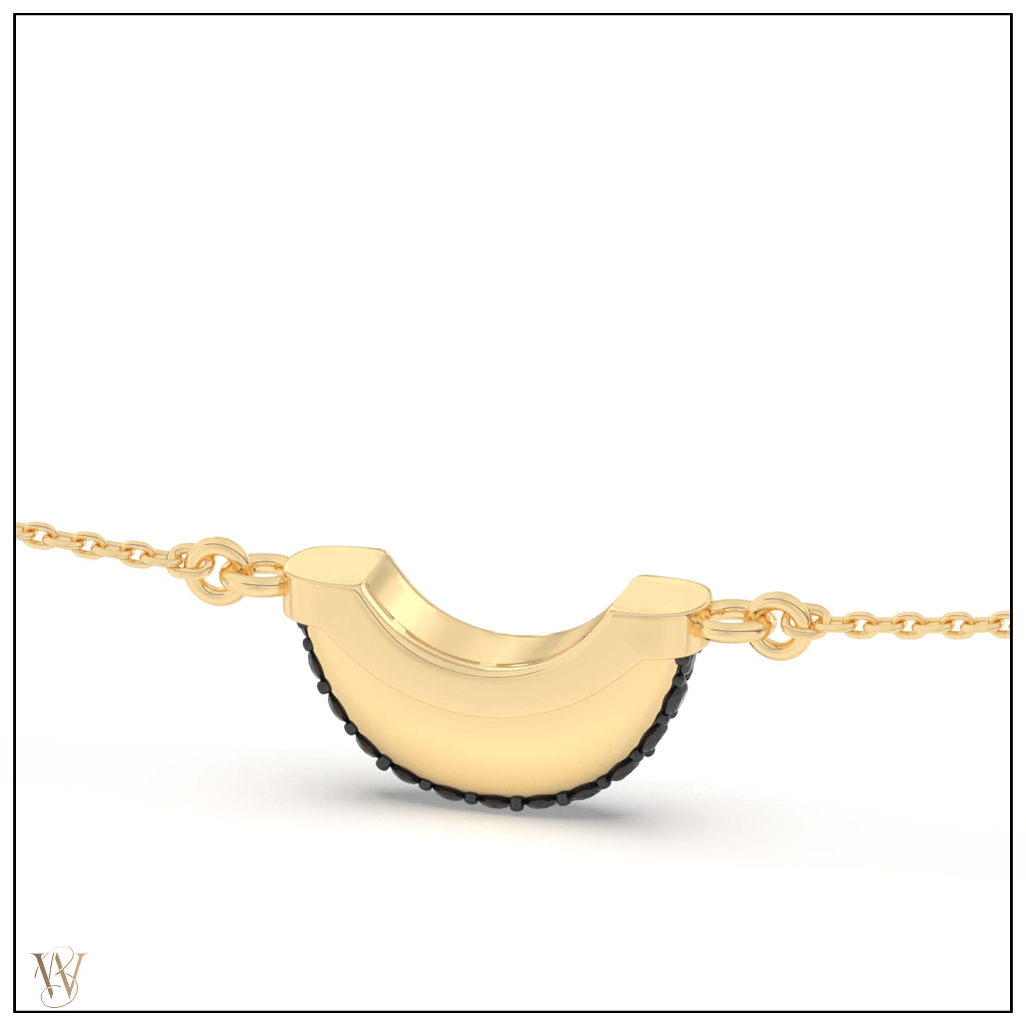 Luna Mini Necklace - Gold with Black Diamond Pave