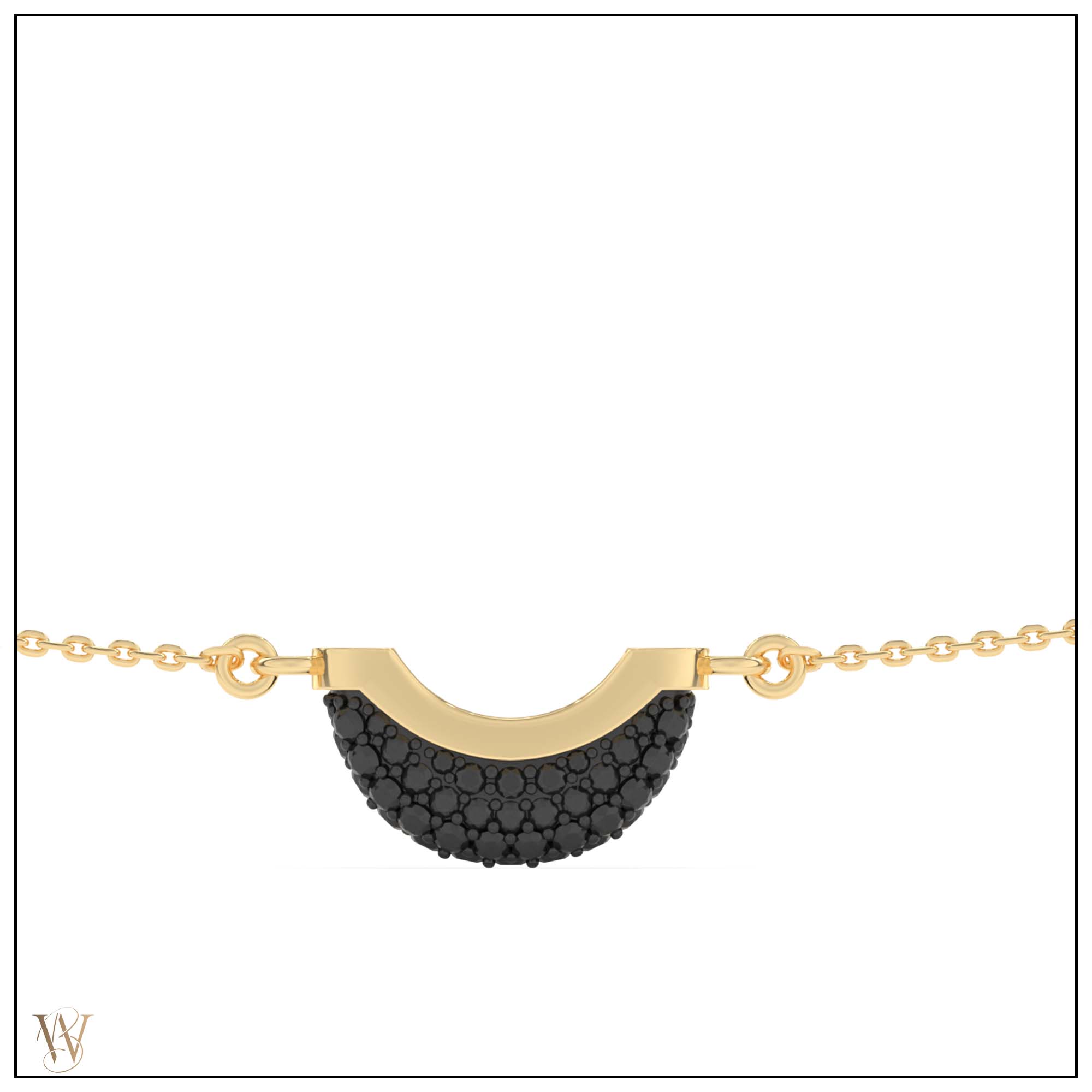 Luna Mini Necklace - Gold with Black Diamond Pave