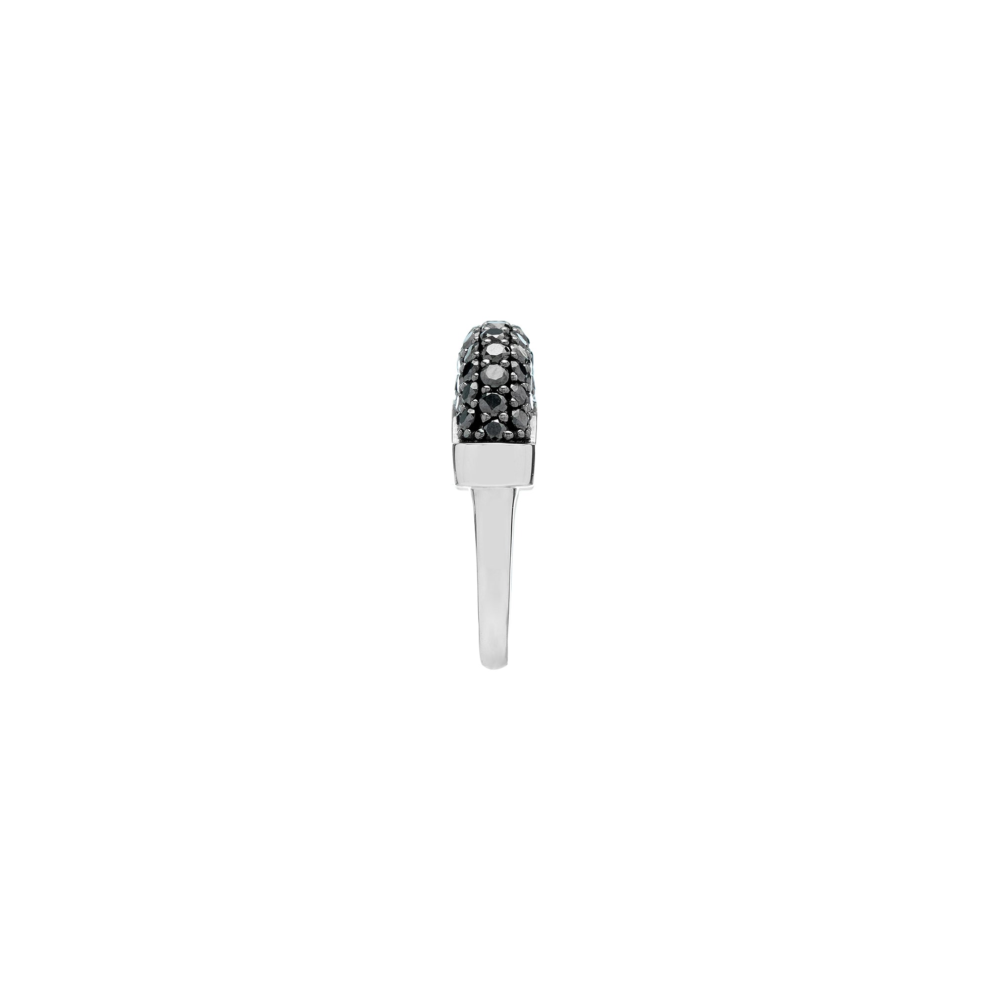 Luna Mini Ring - Silver with Black Diamond Pave