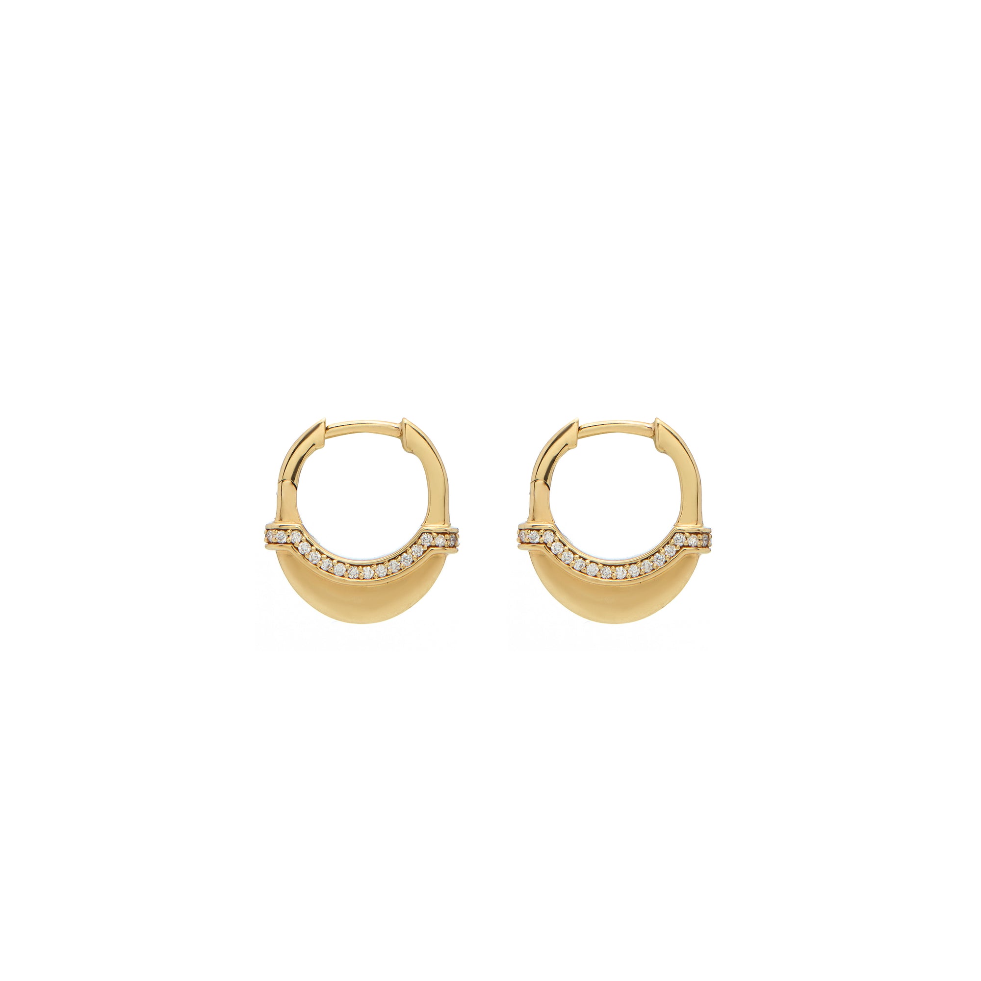 Luna Small Hoops - Gold with Diamond Pave Detail