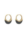 Luna Medium  Hoops - Gold with Black Diamond Pave