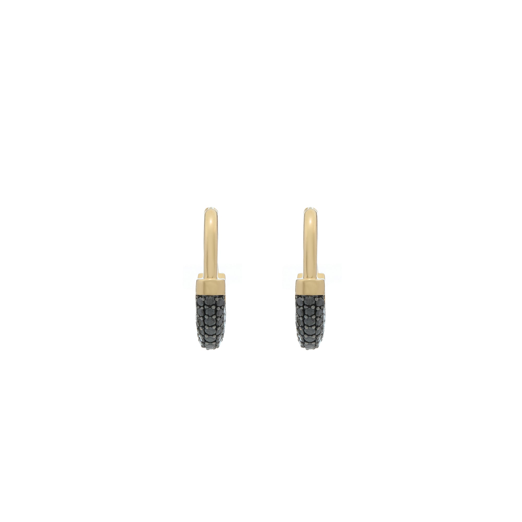 Luna Medium  Hoops - Gold with Black Diamond Pave