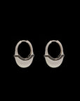 Luna Medium Hoops - Silver with Black Diamond Detail
