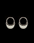 Luna Medium Hoops - Silver with Black Diamond Detail