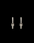 Luna Medium Hoops - Silver with Black Diamond Detail