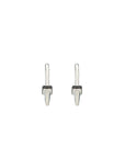 Luna Medium Hoops - Silver with Black Diamond Detail